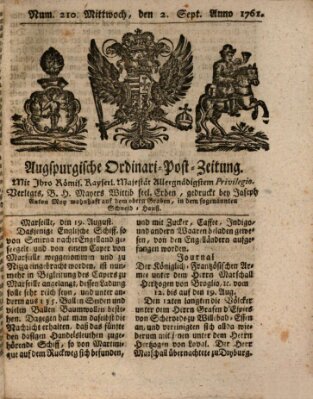 Augspurgische Ordinari-Post-Zeitung (Augsburger Postzeitung) Mittwoch 2. September 1761