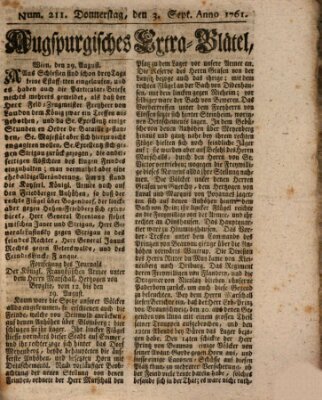 Augspurgische Ordinari-Post-Zeitung (Augsburger Postzeitung) Donnerstag 3. September 1761