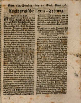 Augspurgische Ordinari-Post-Zeitung (Augsburger Postzeitung) Dienstag 22. September 1761