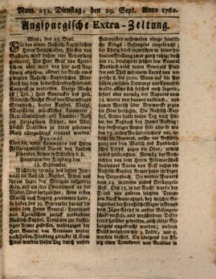 Augspurgische Ordinari-Post-Zeitung (Augsburger Postzeitung) Dienstag 29. September 1761