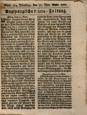 Augspurgische Ordinari-Post-Zeitung (Augsburger Postzeitung) Dienstag 17. November 1761