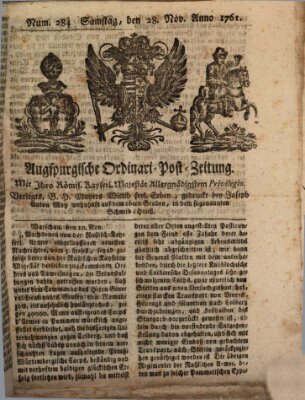 Augspurgische Ordinari-Post-Zeitung (Augsburger Postzeitung) Samstag 28. November 1761