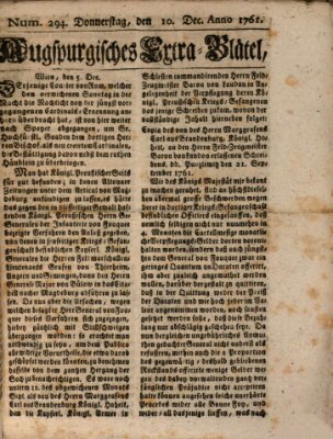 Augspurgische Ordinari-Post-Zeitung (Augsburger Postzeitung) Donnerstag 10. Dezember 1761