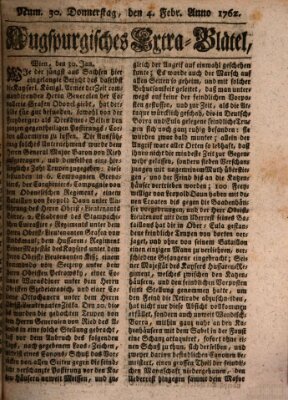 Augspurgische Ordinari-Post-Zeitung (Augsburger Postzeitung) Donnerstag 4. Februar 1762