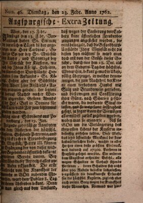 Augspurgische Ordinari-Post-Zeitung (Augsburger Postzeitung) Dienstag 23. Februar 1762