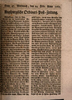 Augspurgische Ordinari-Post-Zeitung (Augsburger Postzeitung) Mittwoch 24. Februar 1762