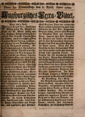 Augspurgische Ordinari-Post-Zeitung (Augsburger Postzeitung) Donnerstag 8. April 1762