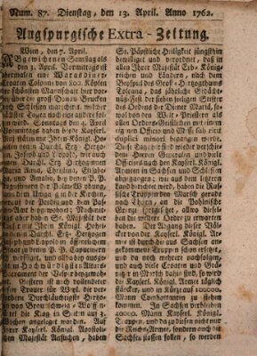 Augspurgische Ordinari-Post-Zeitung (Augsburger Postzeitung) Dienstag 13. April 1762