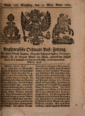 Augspurgische Ordinari-Post-Zeitung (Augsburger Postzeitung) Samstag 15. Mai 1762