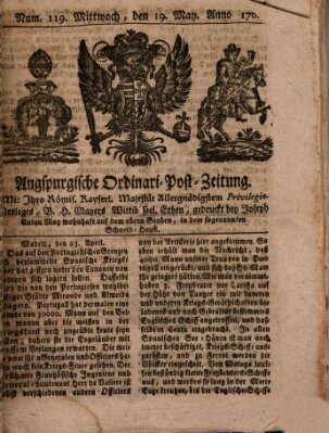 Augspurgische Ordinari-Post-Zeitung (Augsburger Postzeitung) Mittwoch 19. Mai 1762