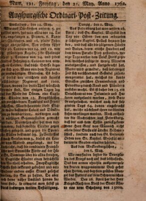 Augspurgische Ordinari-Post-Zeitung (Augsburger Postzeitung) Freitag 21. Mai 1762