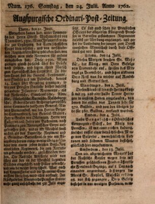 Augspurgische Ordinari-Post-Zeitung (Augsburger Postzeitung) Samstag 24. Juli 1762