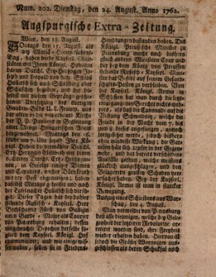 Augspurgische Ordinari-Post-Zeitung (Augsburger Postzeitung) Dienstag 24. August 1762