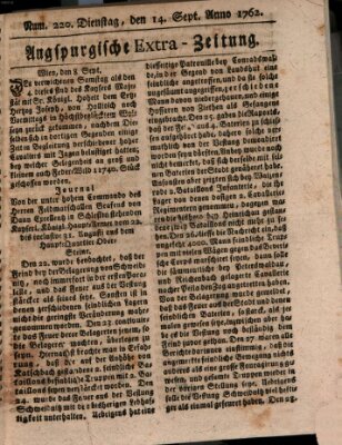 Augspurgische Ordinari-Post-Zeitung (Augsburger Postzeitung) Dienstag 14. September 1762