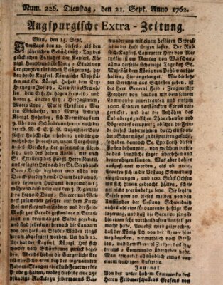 Augspurgische Ordinari-Post-Zeitung (Augsburger Postzeitung) Dienstag 21. September 1762