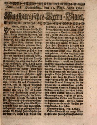 Augspurgische Ordinari-Post-Zeitung (Augsburger Postzeitung) Donnerstag 23. September 1762