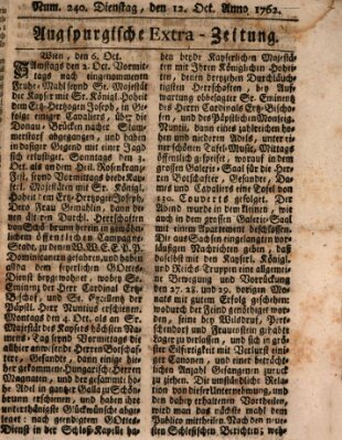 Augspurgische Ordinari-Post-Zeitung (Augsburger Postzeitung) Dienstag 12. Oktober 1762