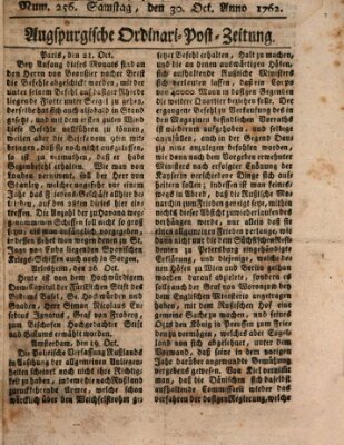 Augspurgische Ordinari-Post-Zeitung (Augsburger Postzeitung) Samstag 30. Oktober 1762