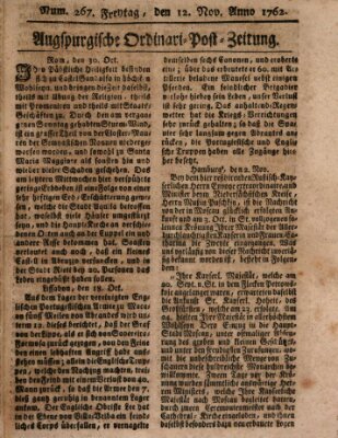 Augspurgische Ordinari-Post-Zeitung (Augsburger Postzeitung) Freitag 12. November 1762