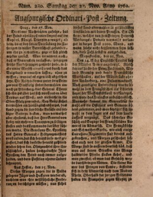 Augspurgische Ordinari-Post-Zeitung (Augsburger Postzeitung) Samstag 27. November 1762