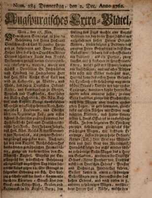 Augspurgische Ordinari-Post-Zeitung (Augsburger Postzeitung) Donnerstag 2. Dezember 1762