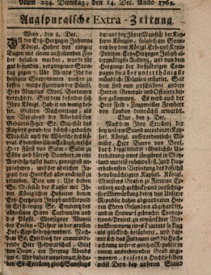 Augspurgische Ordinari-Post-Zeitung (Augsburger Postzeitung) Dienstag 14. Dezember 1762