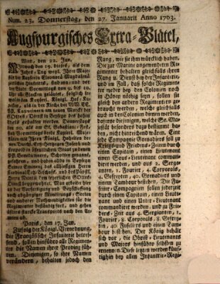 Augspurgische Ordinari-Post-Zeitung (Augsburger Postzeitung) Donnerstag 27. Januar 1763