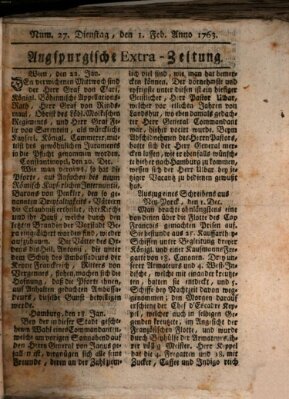 Augspurgische Ordinari-Post-Zeitung (Augsburger Postzeitung) Dienstag 1. Februar 1763