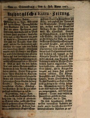 Augspurgische Ordinari-Post-Zeitung (Augsburger Postzeitung) Dienstag 8. Februar 1763