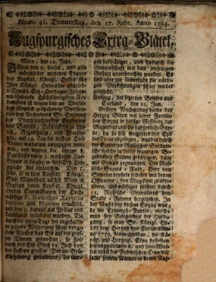 Augspurgische Ordinari-Post-Zeitung (Augsburger Postzeitung) Donnerstag 17. Februar 1763