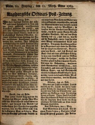 Augspurgische Ordinari-Post-Zeitung (Augsburger Postzeitung) Freitag 11. März 1763