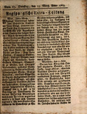 Augspurgische Ordinari-Post-Zeitung (Augsburger Postzeitung) Dienstag 15. März 1763