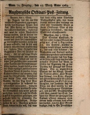 Augspurgische Ordinari-Post-Zeitung (Augsburger Postzeitung) Freitag 25. März 1763