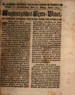 Augspurgische Ordinari-Post-Zeitung (Augsburger Postzeitung) Donnerstag 31. März 1763