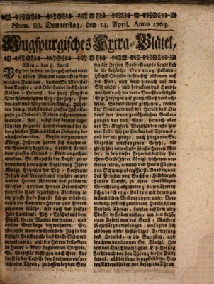 Augspurgische Ordinari-Post-Zeitung (Augsburger Postzeitung) Donnerstag 14. April 1763