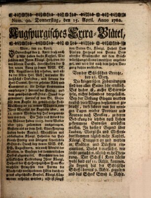 Augspurgische Ordinari-Post-Zeitung (Augsburger Postzeitung) Freitag 15. April 1763