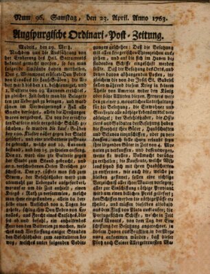 Augspurgische Ordinari-Post-Zeitung (Augsburger Postzeitung) Samstag 23. April 1763