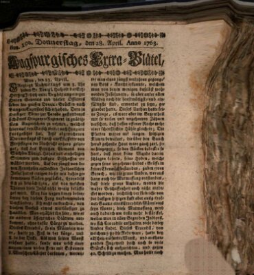 Augspurgische Ordinari-Post-Zeitung (Augsburger Postzeitung) Donnerstag 28. April 1763