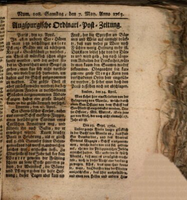 Augspurgische Ordinari-Post-Zeitung (Augsburger Postzeitung) Samstag 7. Mai 1763