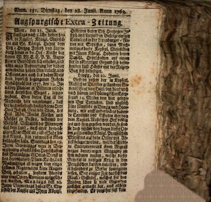 Augspurgische Ordinari-Post-Zeitung (Augsburger Postzeitung) Dienstag 28. Juni 1763