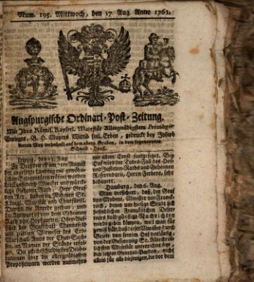 Augspurgische Ordinari-Post-Zeitung (Augsburger Postzeitung) Mittwoch 17. August 1763