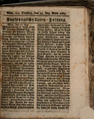 Augspurgische Ordinari-Post-Zeitung (Augsburger Postzeitung) Dienstag 23. August 1763