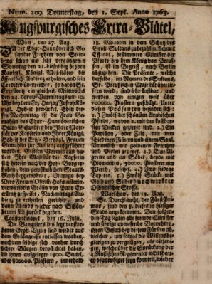 Augspurgische Ordinari-Post-Zeitung (Augsburger Postzeitung) Donnerstag 1. September 1763