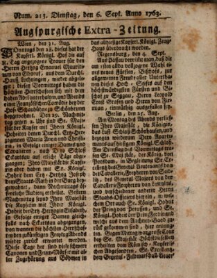 Augspurgische Ordinari-Post-Zeitung (Augsburger Postzeitung) Dienstag 6. September 1763