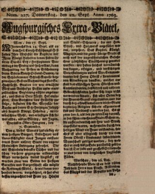 Augspurgische Ordinari-Post-Zeitung (Augsburger Postzeitung) Donnerstag 22. September 1763