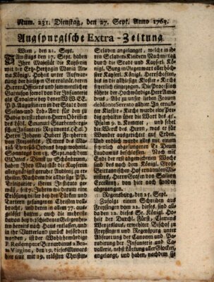 Augspurgische Ordinari-Post-Zeitung (Augsburger Postzeitung) Dienstag 27. September 1763