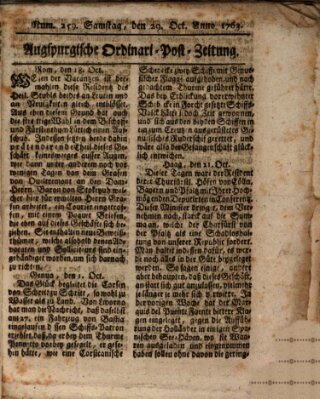 Augspurgische Ordinari-Post-Zeitung (Augsburger Postzeitung) Samstag 29. Oktober 1763