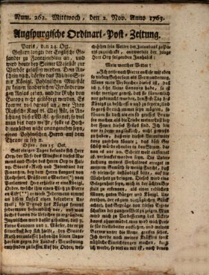 Augspurgische Ordinari-Post-Zeitung (Augsburger Postzeitung) Mittwoch 2. November 1763