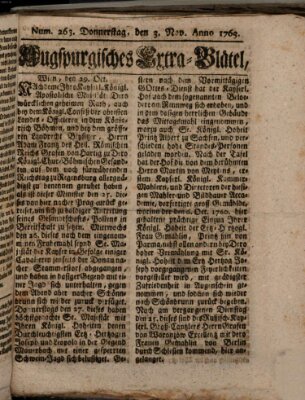 Augspurgische Ordinari-Post-Zeitung (Augsburger Postzeitung) Donnerstag 3. November 1763