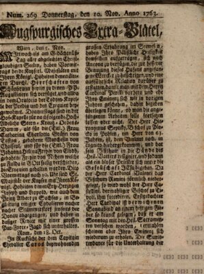 Augspurgische Ordinari-Post-Zeitung (Augsburger Postzeitung) Donnerstag 10. November 1763